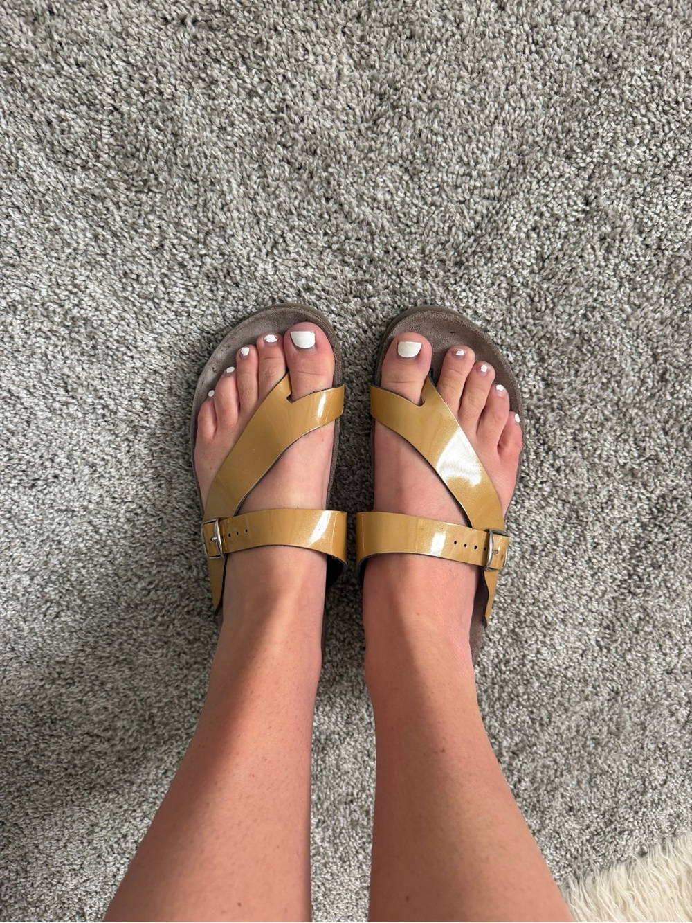 Mephisto Patent Leather Strappy Sandals in Mustard